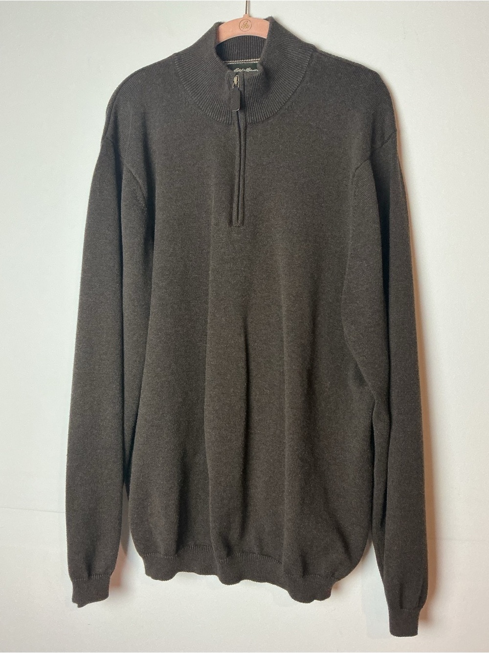Eddie Bauer Quarter Zip Brown Pullover Sweater Men’s Size XL Tall